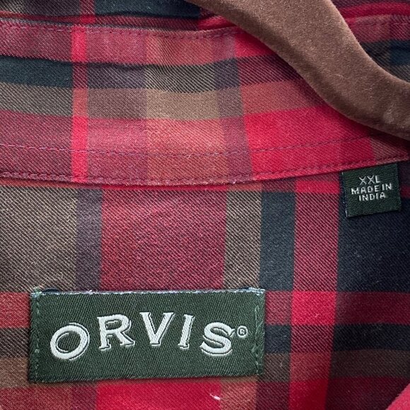 Orvis Signature Twill Red Plaid Long Sleeve Button Down Shirt Men’s Size XXL - Picture 4 of 7